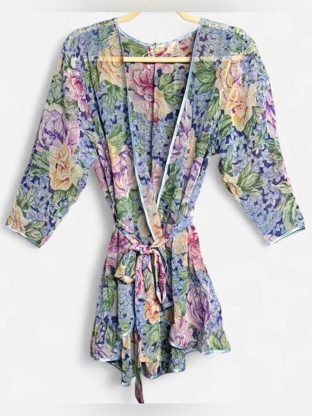 💐1991 Victoria’s Secret Gold Label Pastel Floral Patterned Sheer Kimono Robe💐